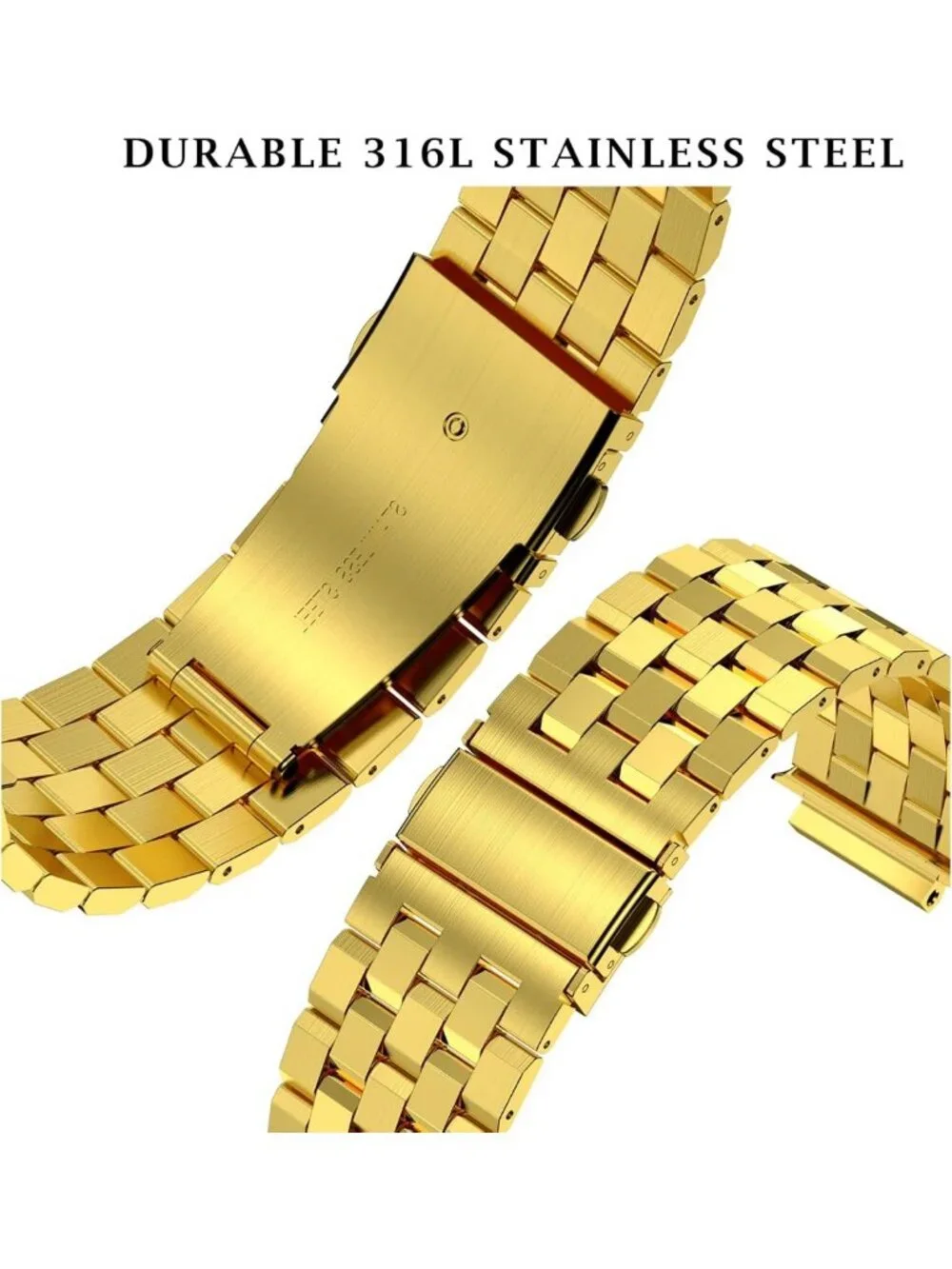 Rugged Stainless Steel Case for Apple Watch 45mm, Adjustable Metal Band, Gold